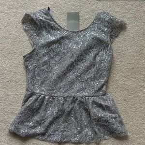 Anthropologie Maeve Silver Lace Women’s Top NWT